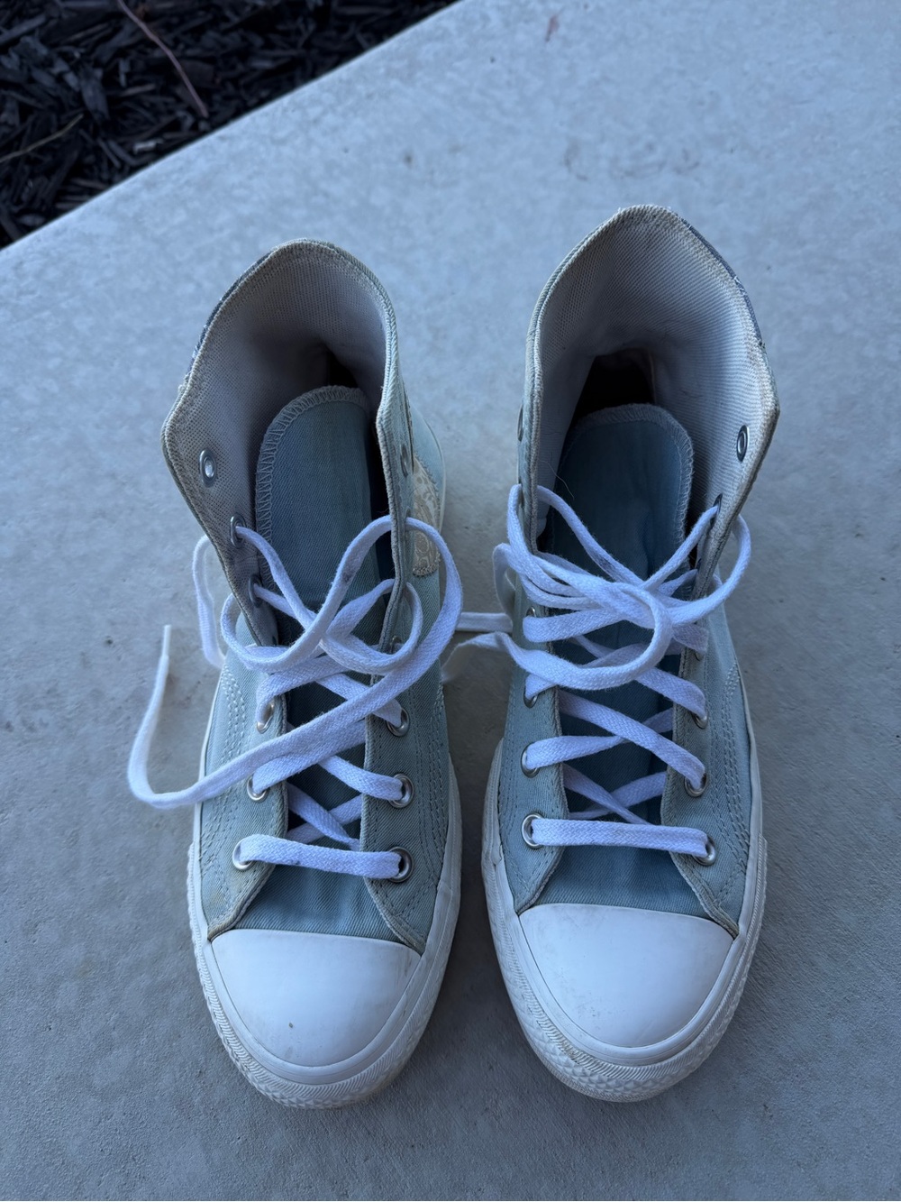 Converse Chuck Taylor All Star Platform High Denim Patchwork Sneakers Sz 8.5 - Picture 3 of 11